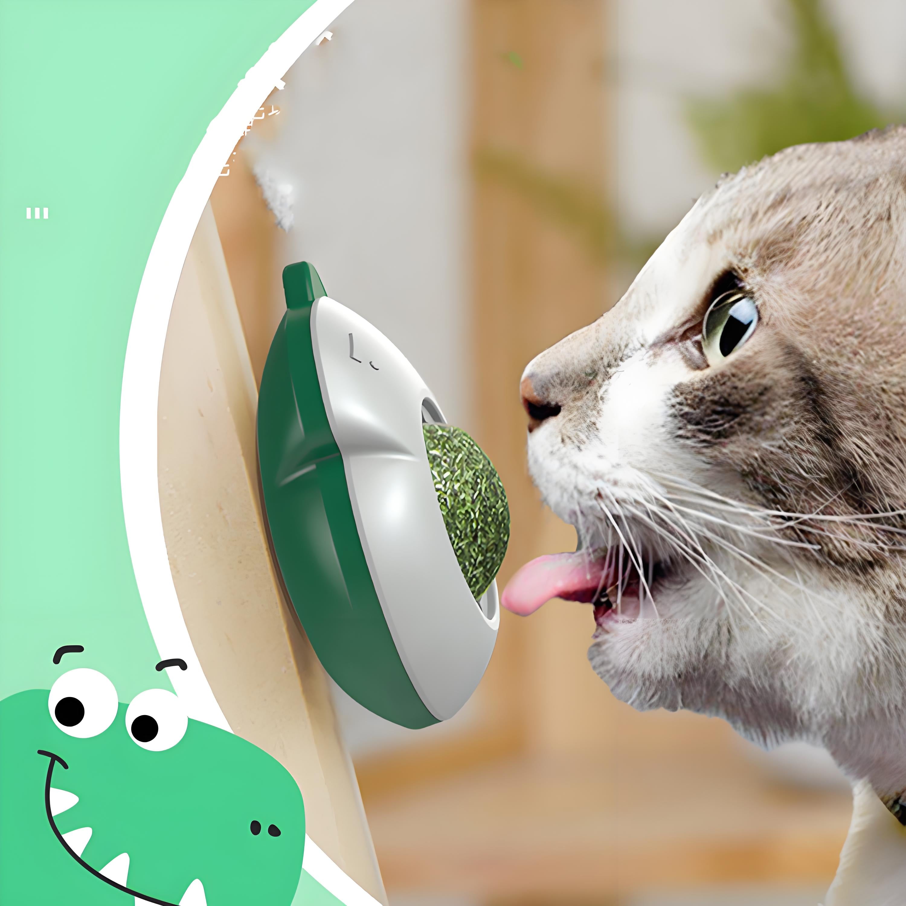 Spinning Catnip Ball for Cats, Interactive Self-Cleaning Dental Toy for Healthy Teeth