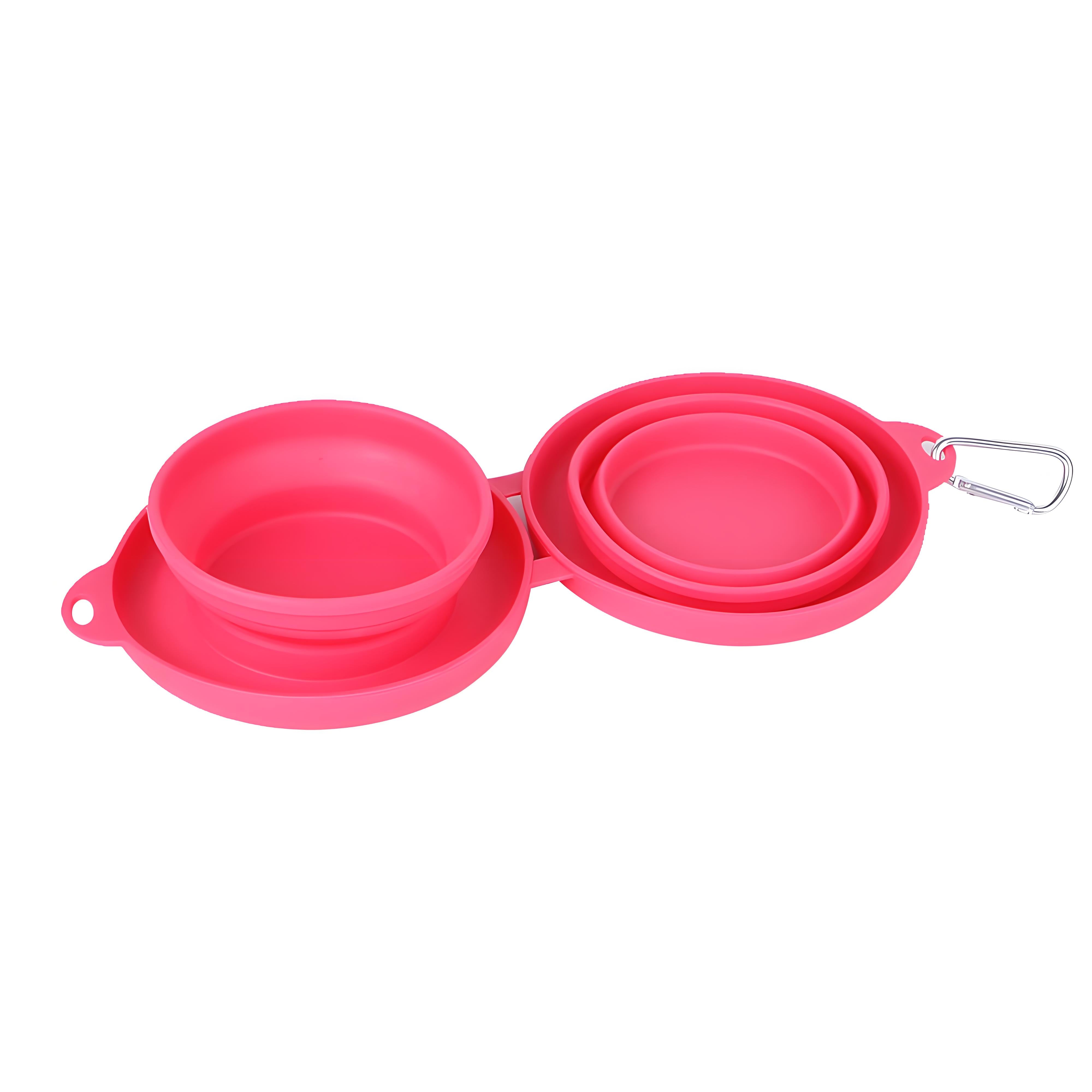 Foldable Double Pet Feeding Bowl – Portable Dog & Cat Water and Food Bowls with Non-Slip Silicone Mat
