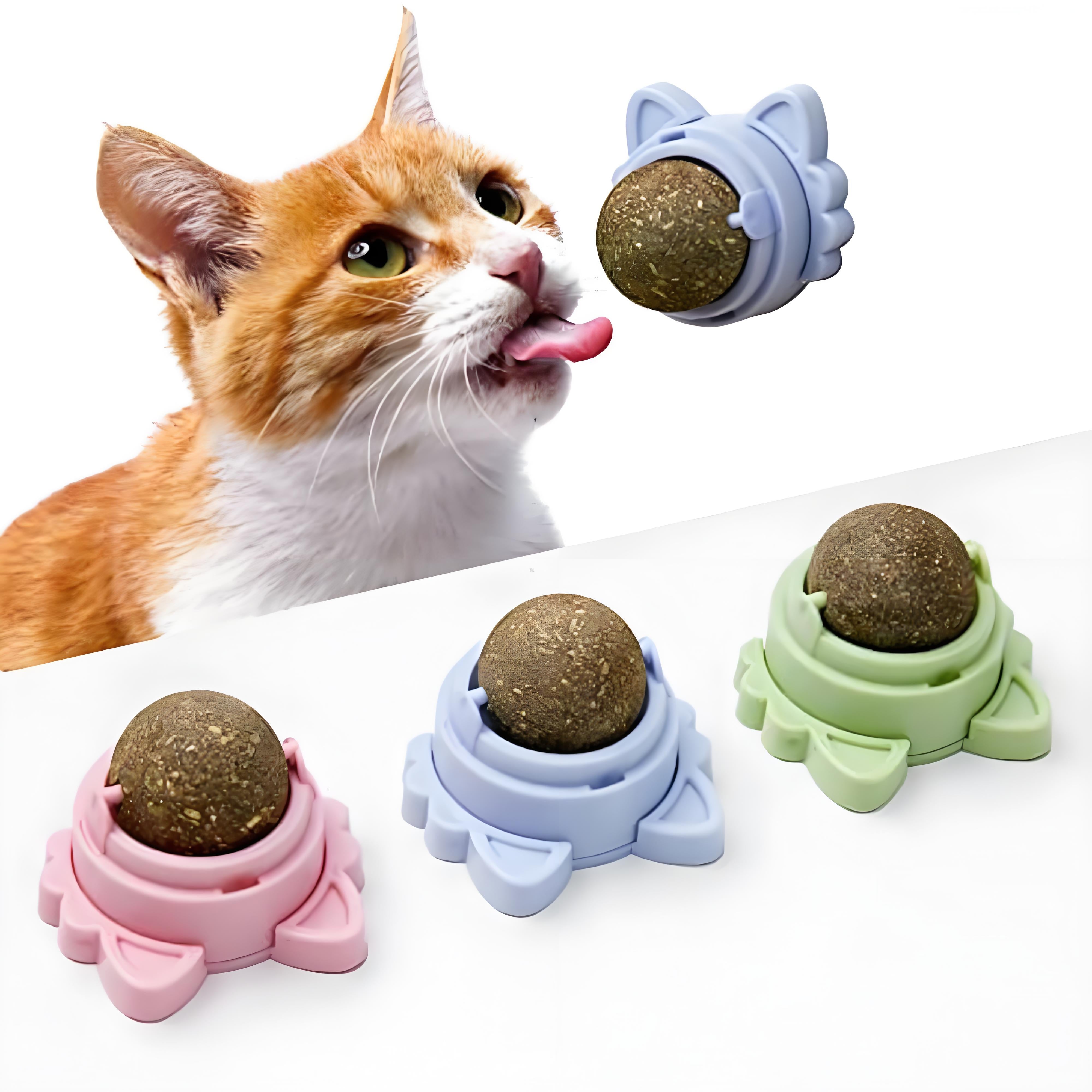 Premium Catnip Balls That Stick on Wall, Interactive Cat Toys for Dental Health & Fun Play