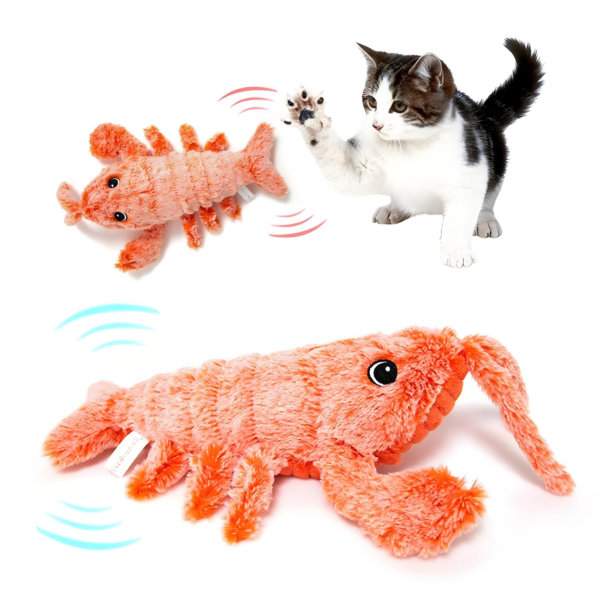 USB Rechargeable Electric Jumping Shrimp Cat Toy, Interactive Plush Lobster for Indoor Pets - Bark'n'Meow - Bark'n'Meow
