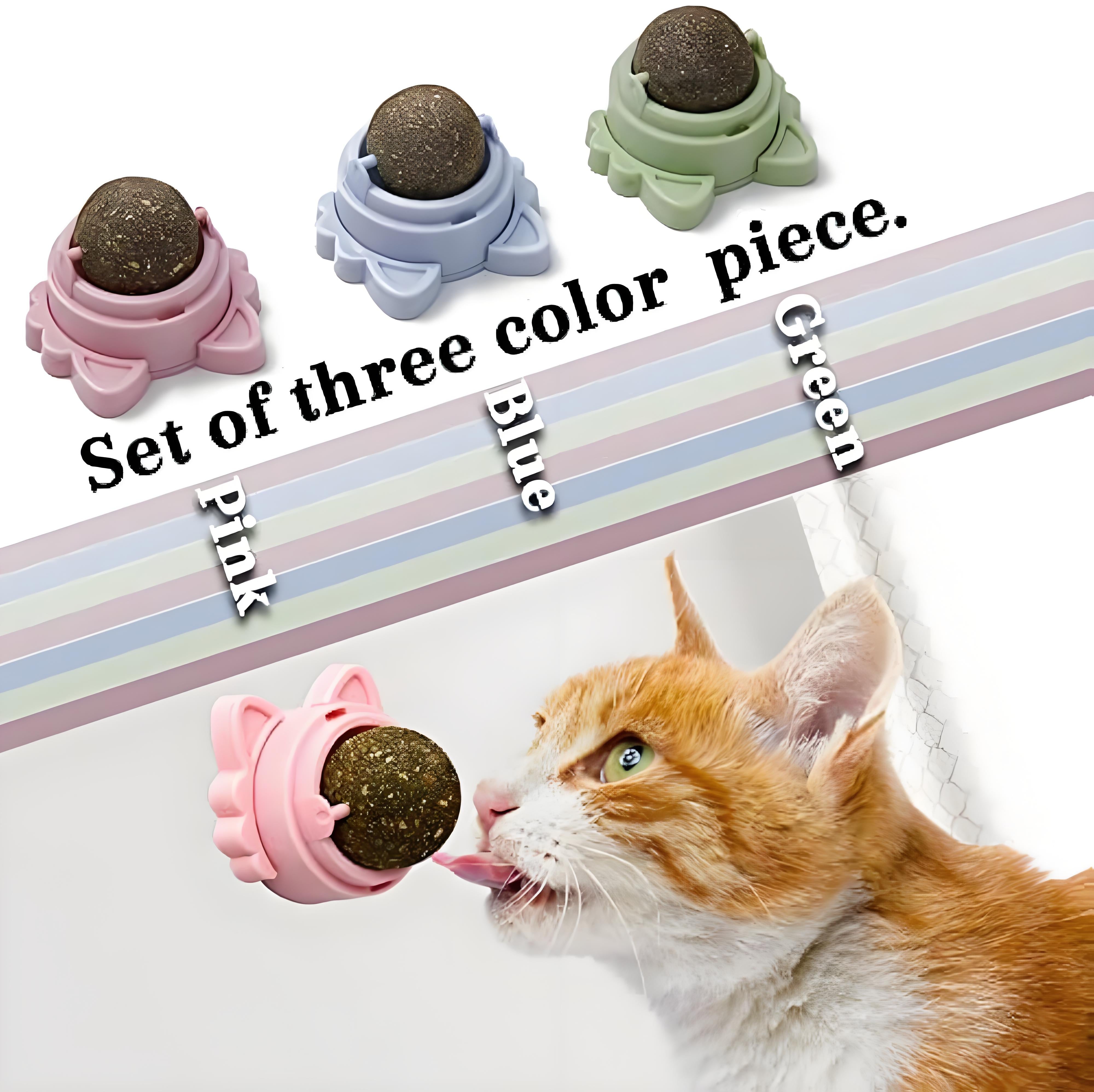 Premium Catnip Balls That Stick on Wall, Interactive Cat Toys for Dental Health & Fun Play