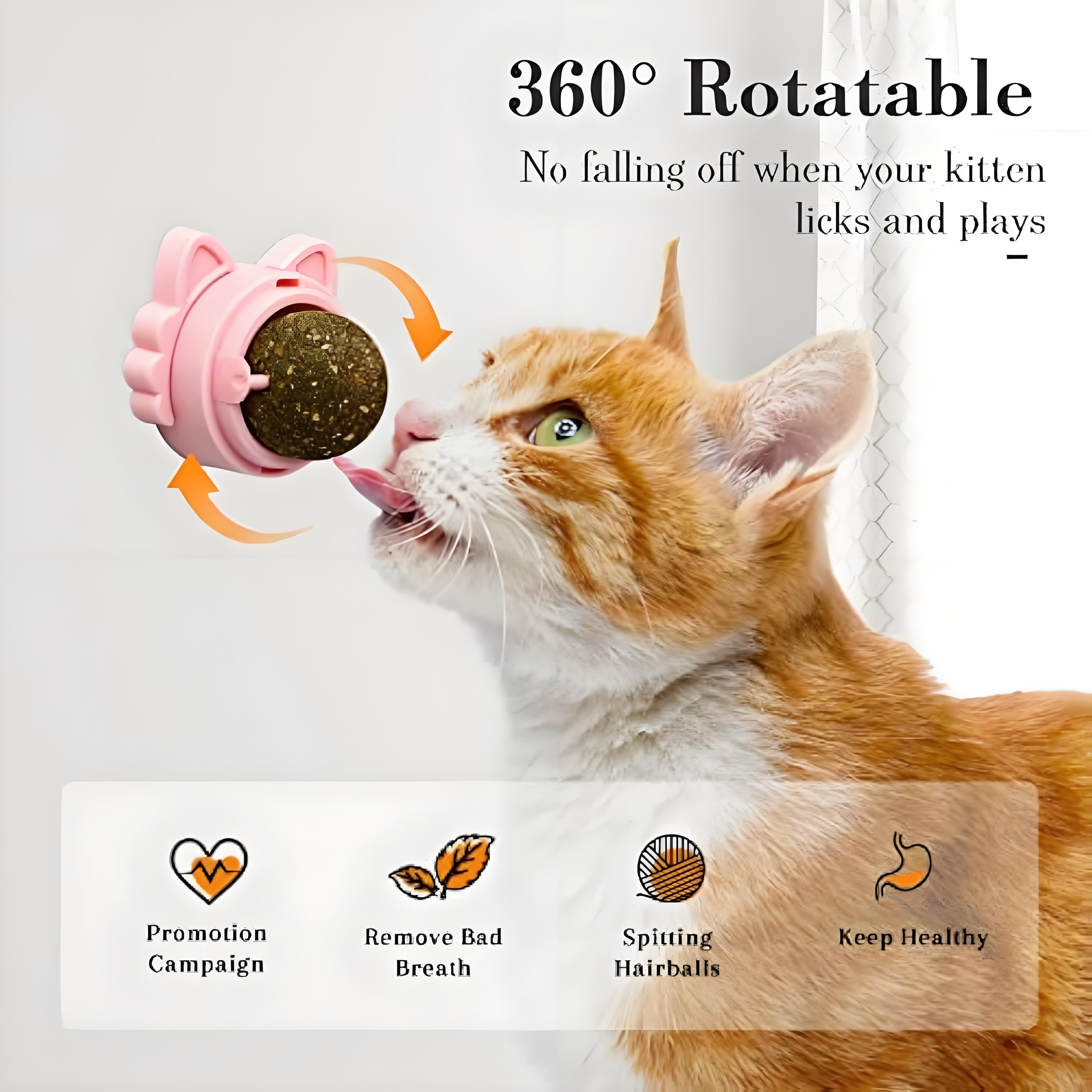 Premium Catnip Balls That Stick on Wall, Interactive Cat Toys for Dental Health & Fun Play