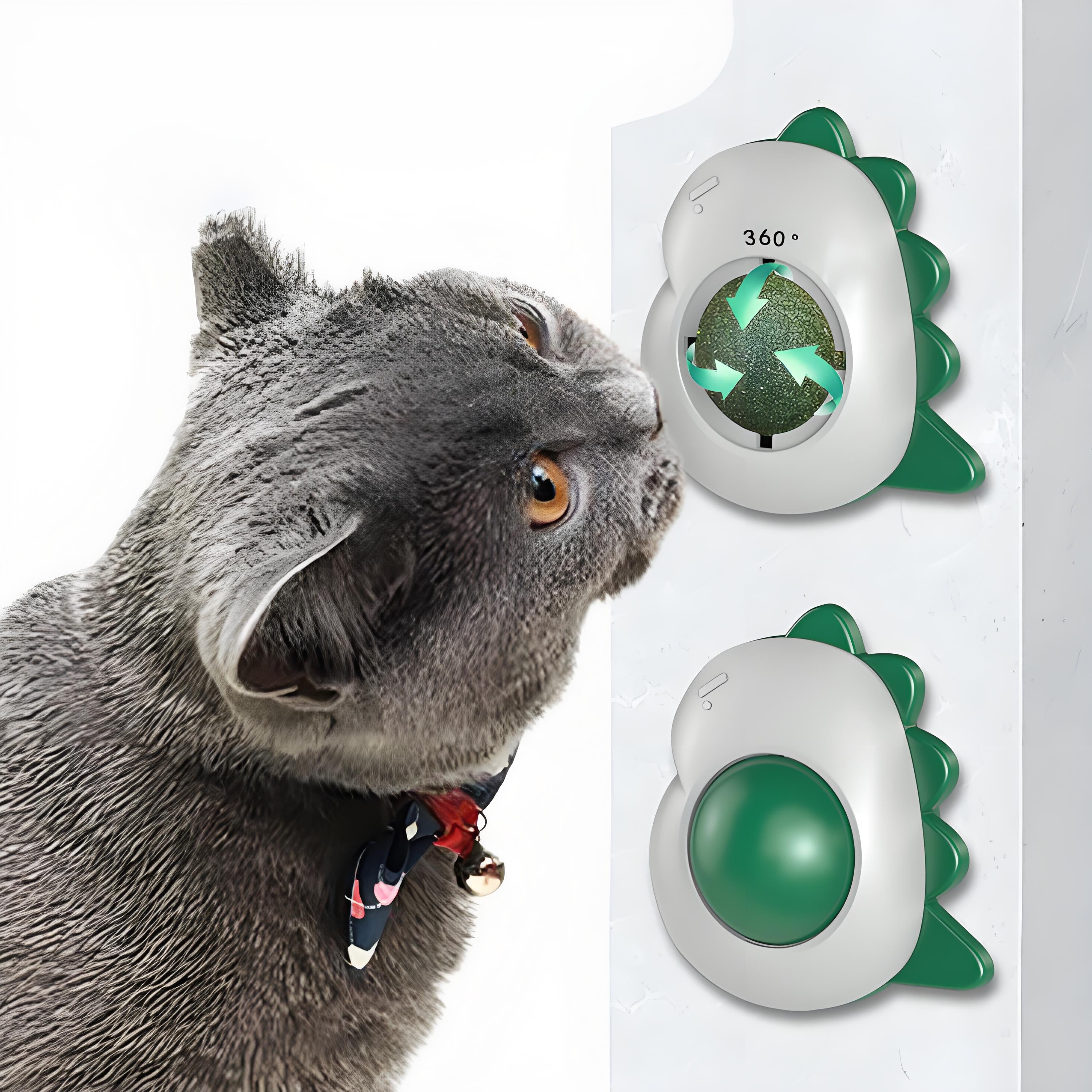 Spinning Catnip Ball for Cats, Interactive Self-Cleaning Dental Toy for Healthy Teeth