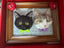 Handmade Needle Felted Cat Portrait, Personalized 3D Wool Felt Cat Memorial Gift in Frame