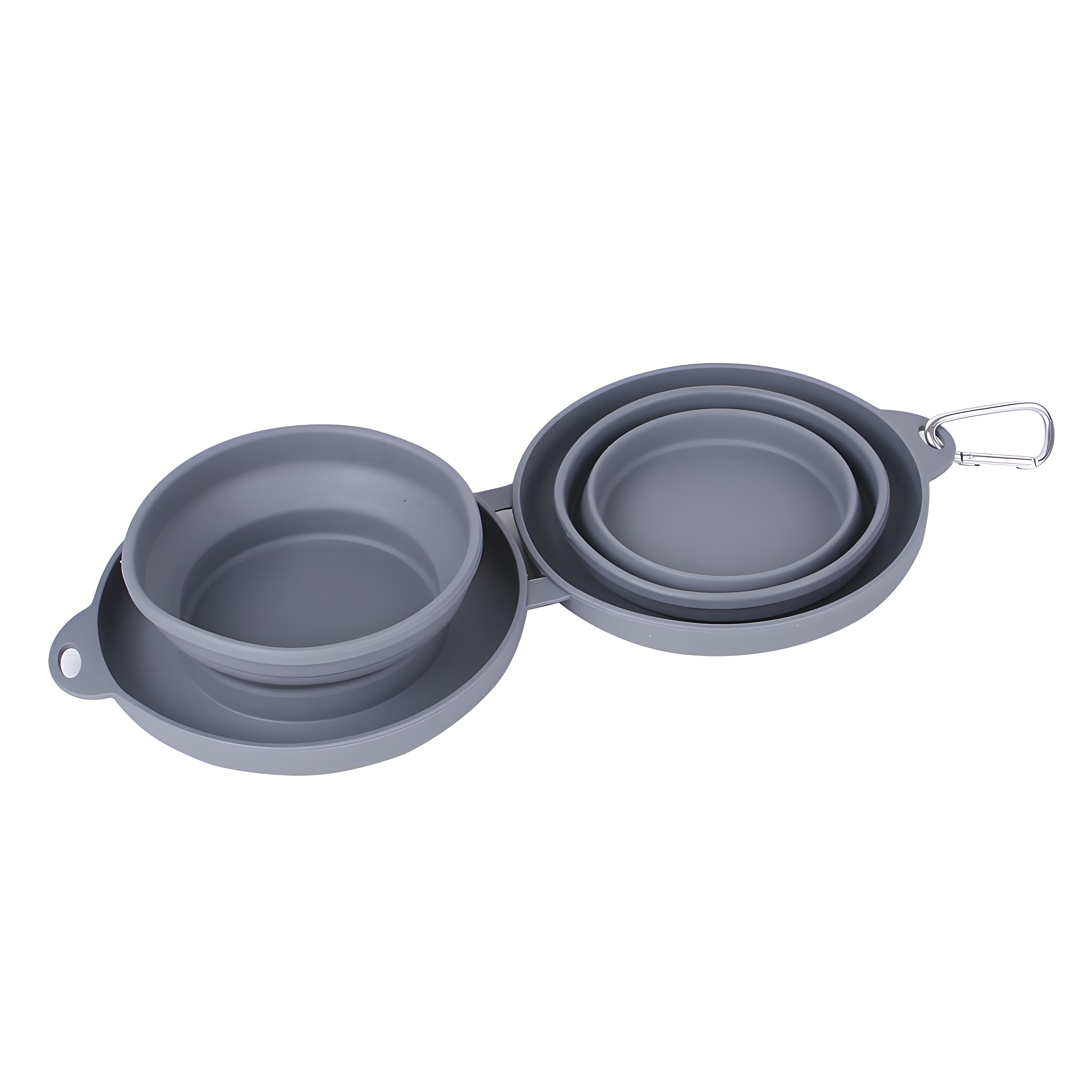Foldable Double Pet Feeding Bowl – Portable Dog & Cat Water and Food Bowls with Non-Slip Silicone Mat
