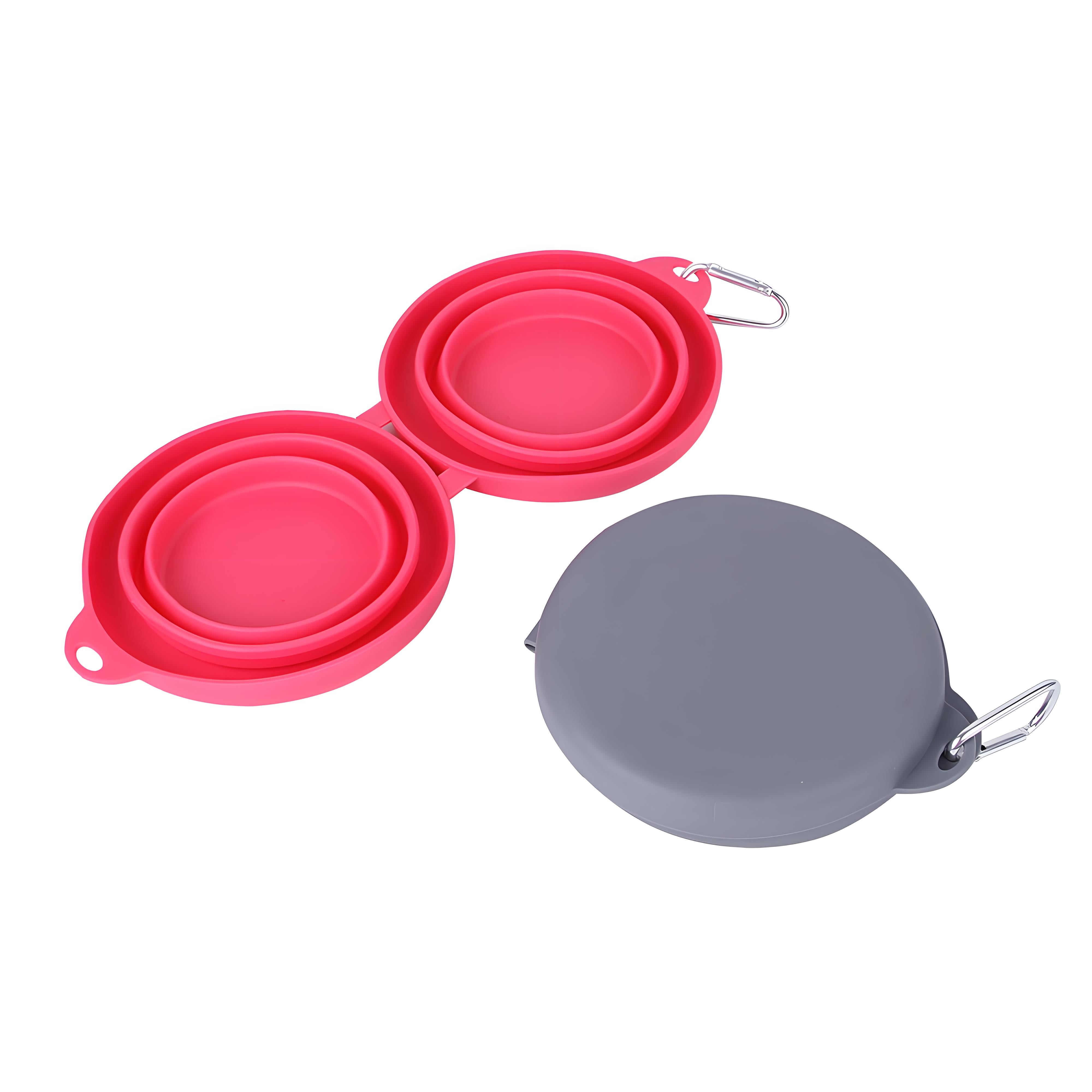 Foldable Double Pet Feeding Bowl – Portable Dog & Cat Water and Food Bowls with Non-Slip Silicone Mat
