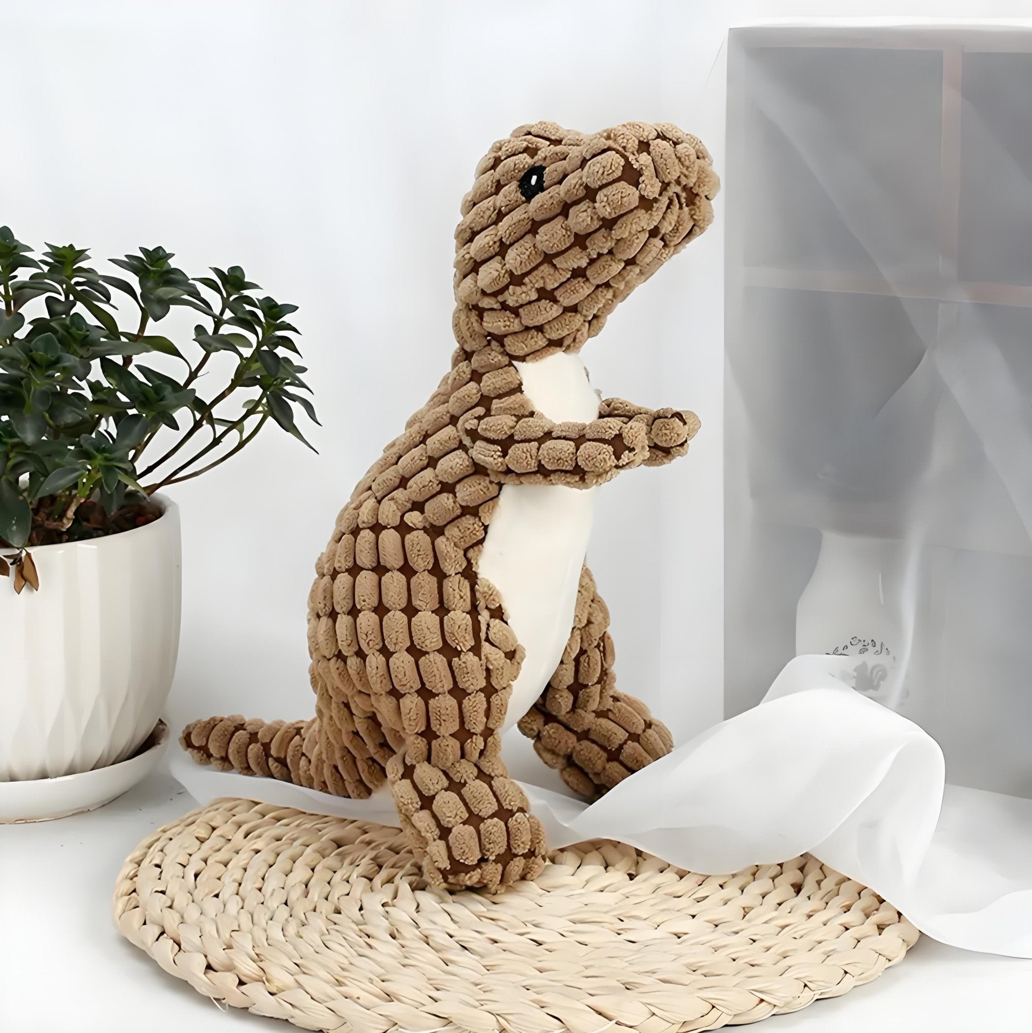 Interactive Dinosaur Dog Toy for Large Dogs, Tough Chew Plush Toy with Squeaker for Aggressive Chewers, Puppy & Chihuahua Friendly - Bark'n'Meow - Bark'n'Meow