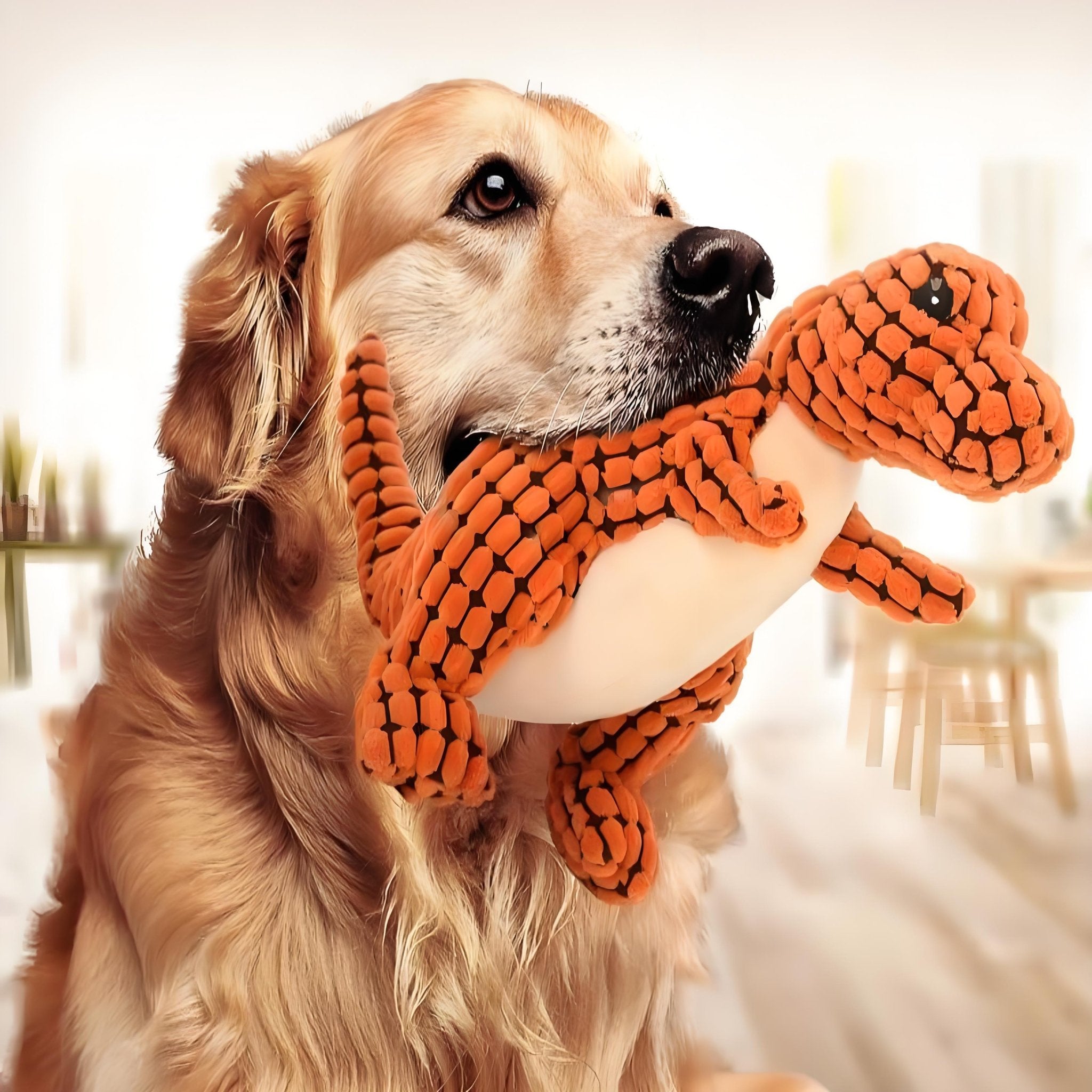 Interactive Dinosaur Dog Toy for Large Dogs, Tough Chew Plush Toy with Squeaker for Aggressive Chewers, Puppy & Chihuahua Friendly - Bark'n'Meow - Bark'n'Meow