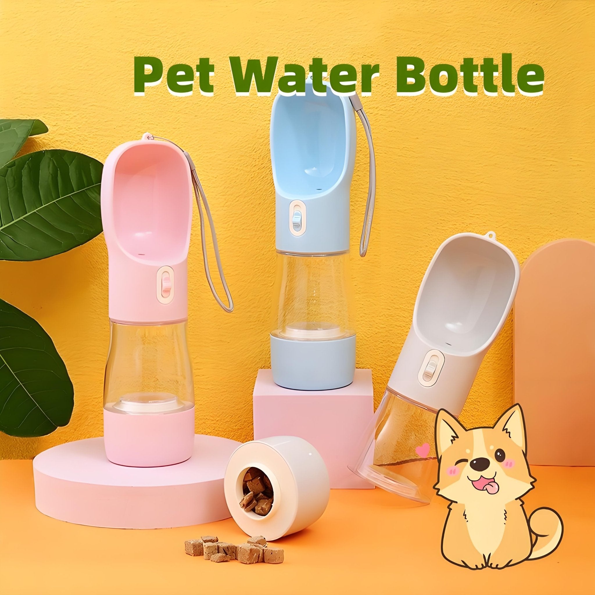 Portable Dog Water Bottle with Food Bowl, Leak - Proof Pet Travel Water Dispenser for Outdoor Hiking & Walking - Bark'n'Meow - Bark'n'Meow