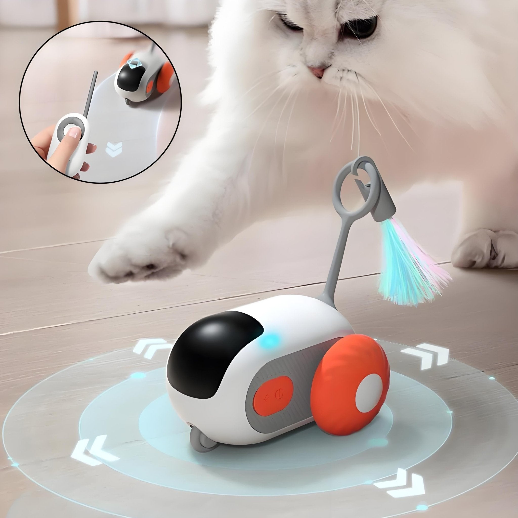 Remote Control Smart Cat Toy Car, USB Rechargeable, Self - Moving Interactive Pet Toy with Obstacle Avoidance - Bark'n'Meow - Bark'n'Meow