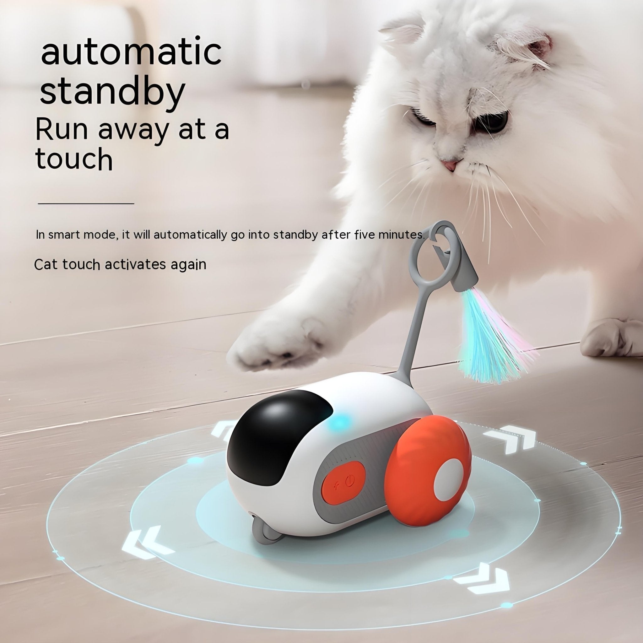 Remote Control Smart Cat Toy Car, USB Rechargeable, Self - Moving Interactive Pet Toy with Obstacle Avoidance - Bark'n'Meow - Bark'n'Meow