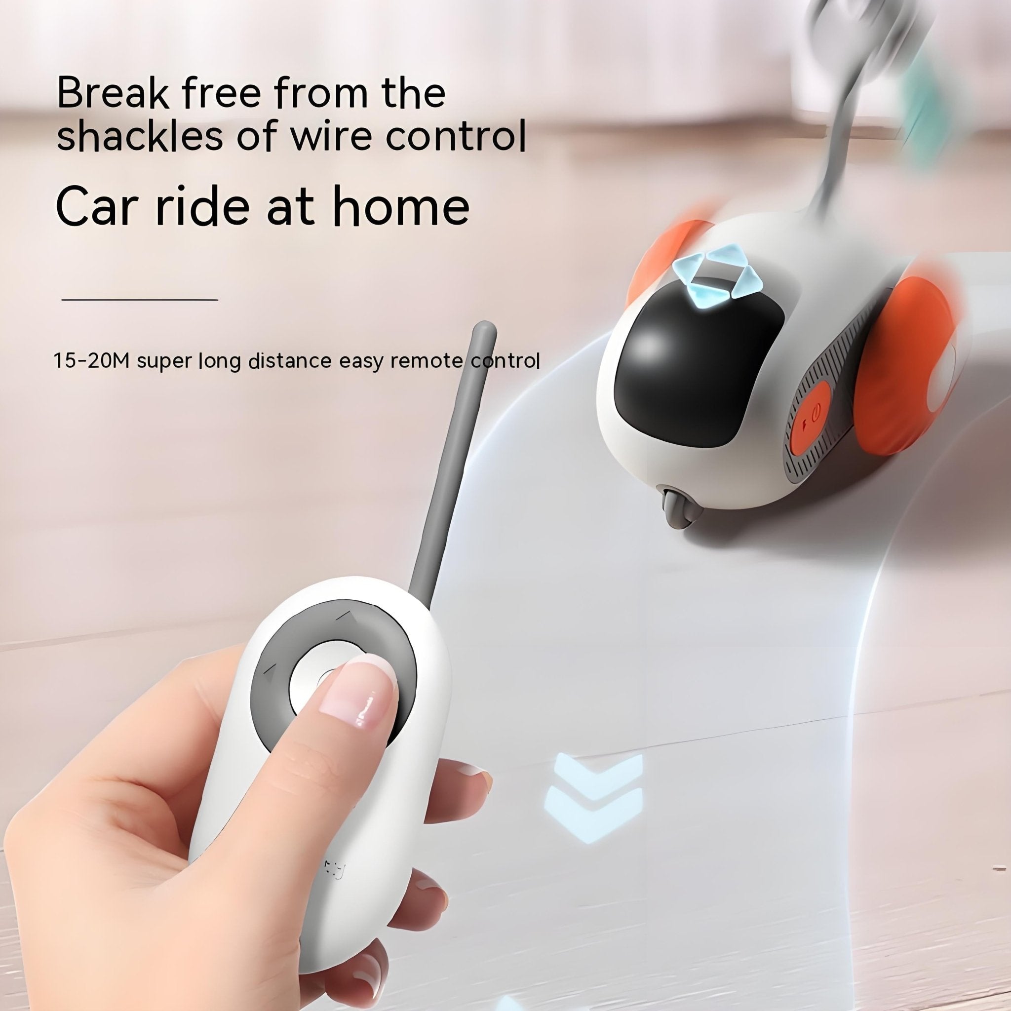 Remote Control Smart Cat Toy Car, USB Rechargeable, Self - Moving Interactive Pet Toy with Obstacle Avoidance - Bark'n'Meow - Bark'n'Meow